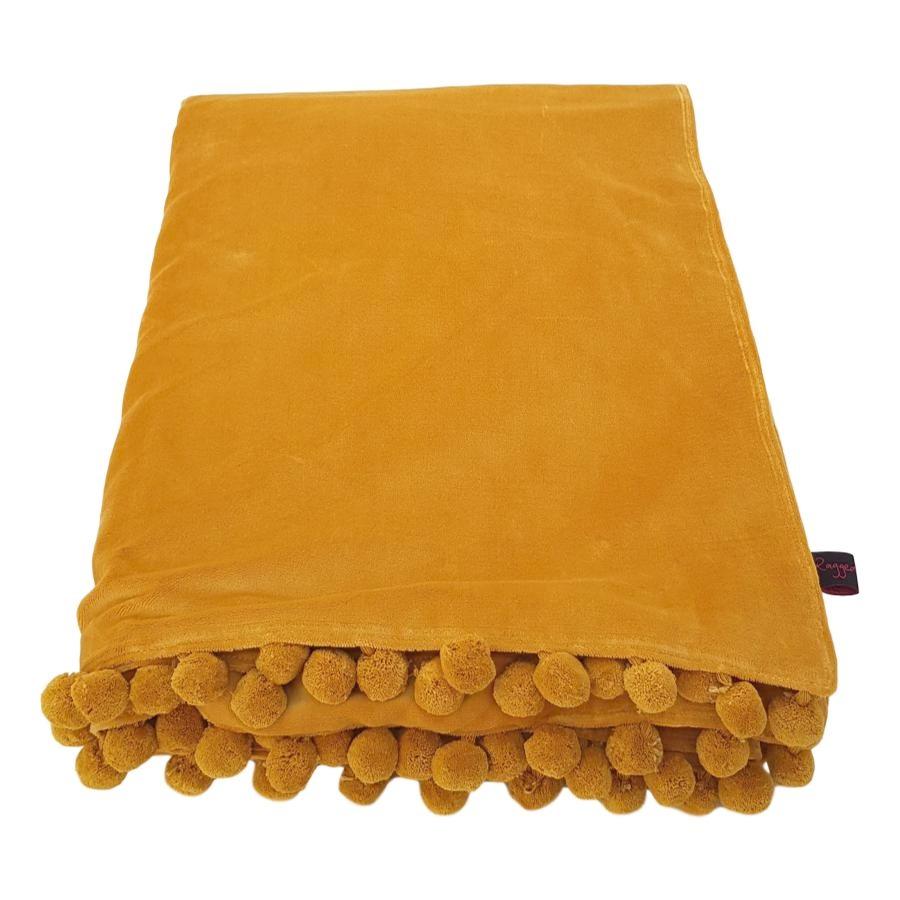 Ragged Rose Mustard Velvet Throw
