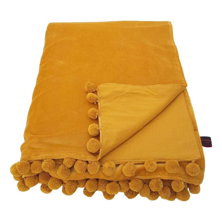 ragged rose Mustard Velvet Throw