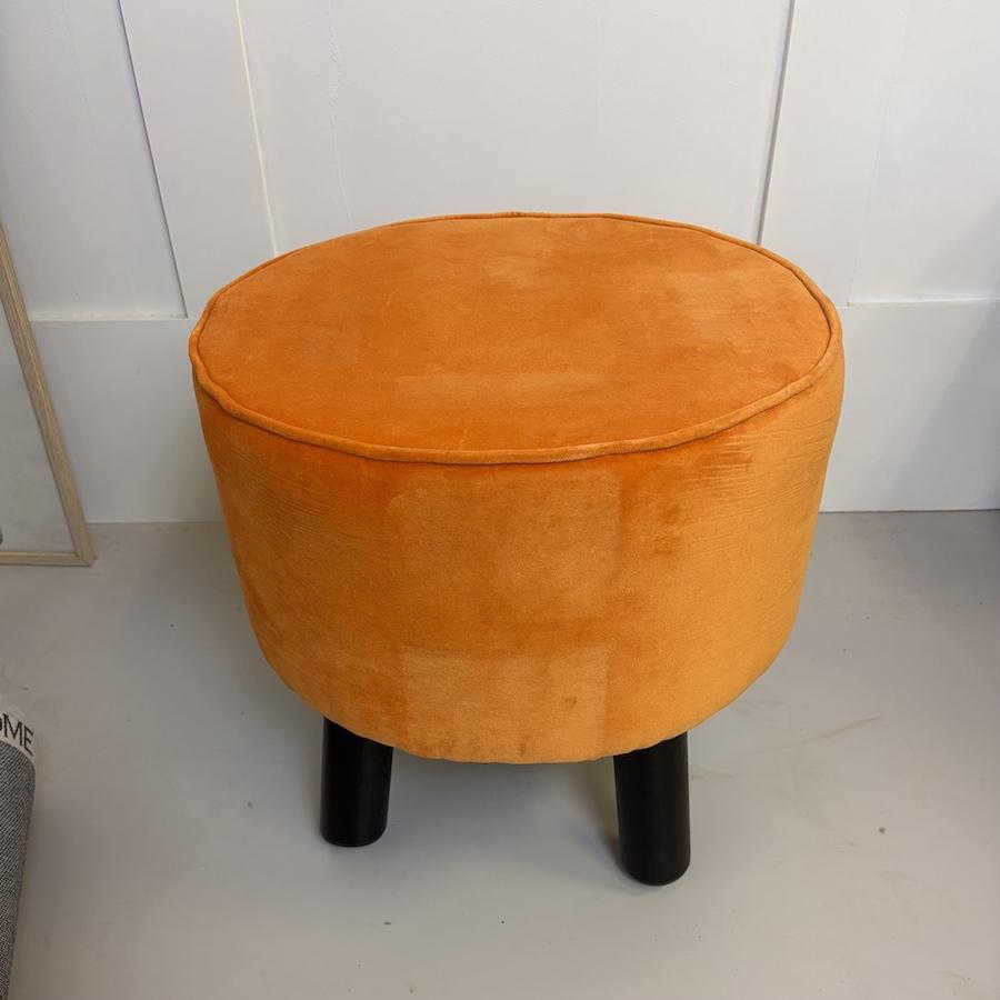 Ragged Rose Orange Velvet Footstool
