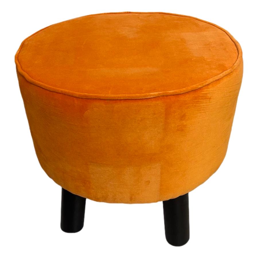 Ragged Rose Orange Velvet Footstool