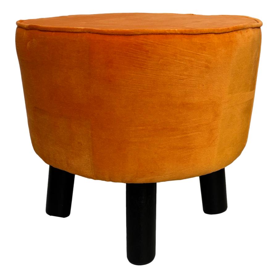 ragged rose Orange Velvet Footstool