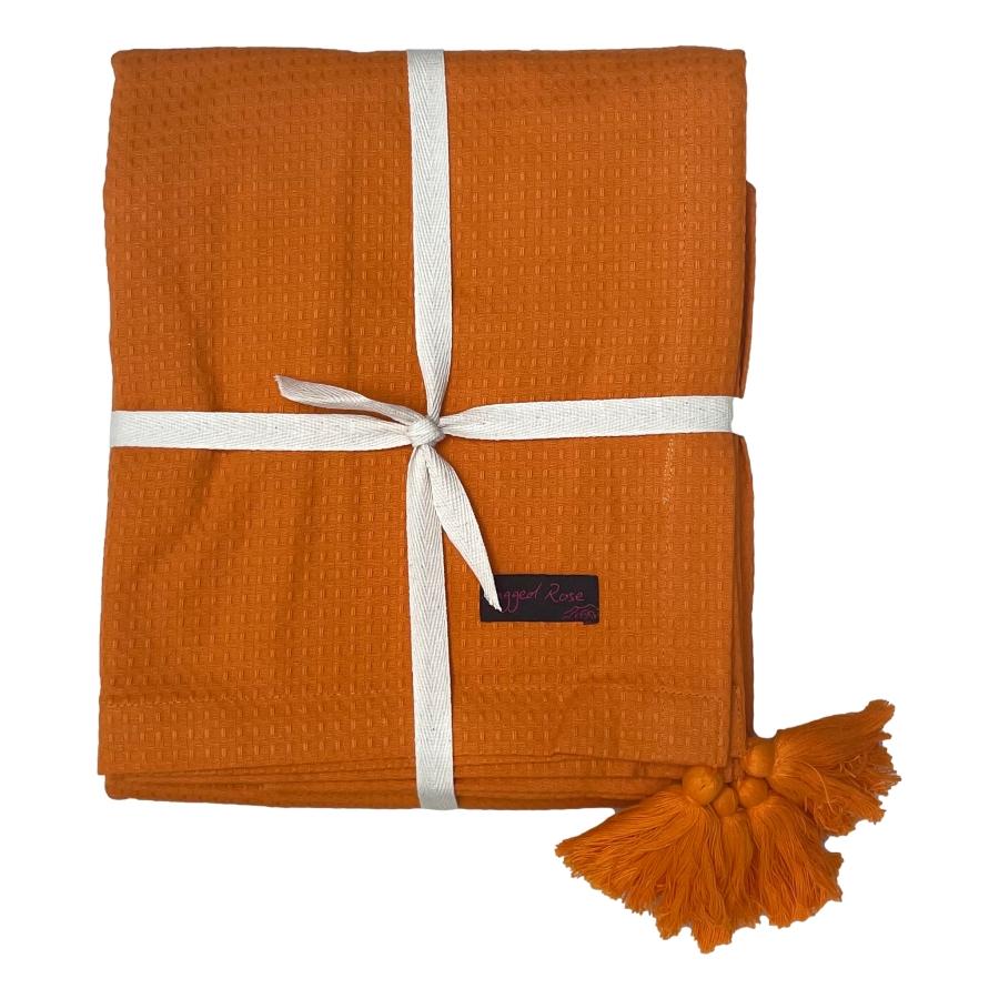Ragged Rose Orange Waffle Throw