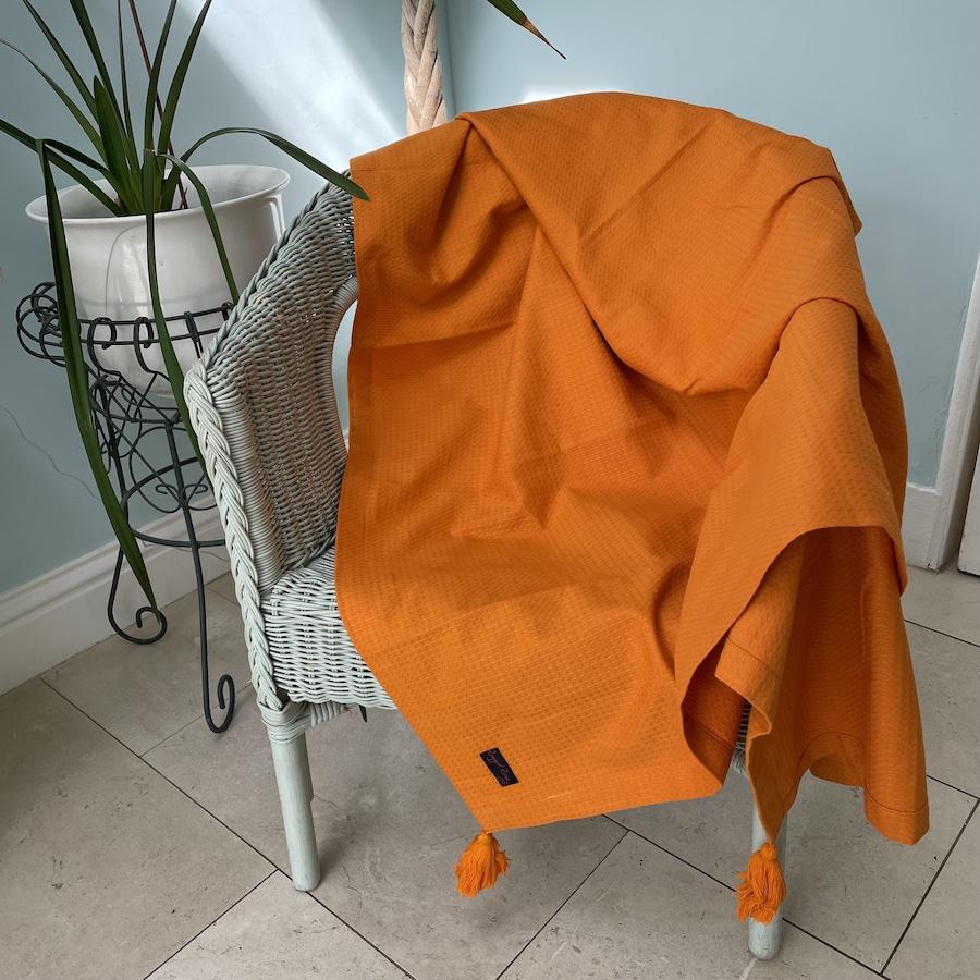 Ragged Rose Orange Waffle Throw