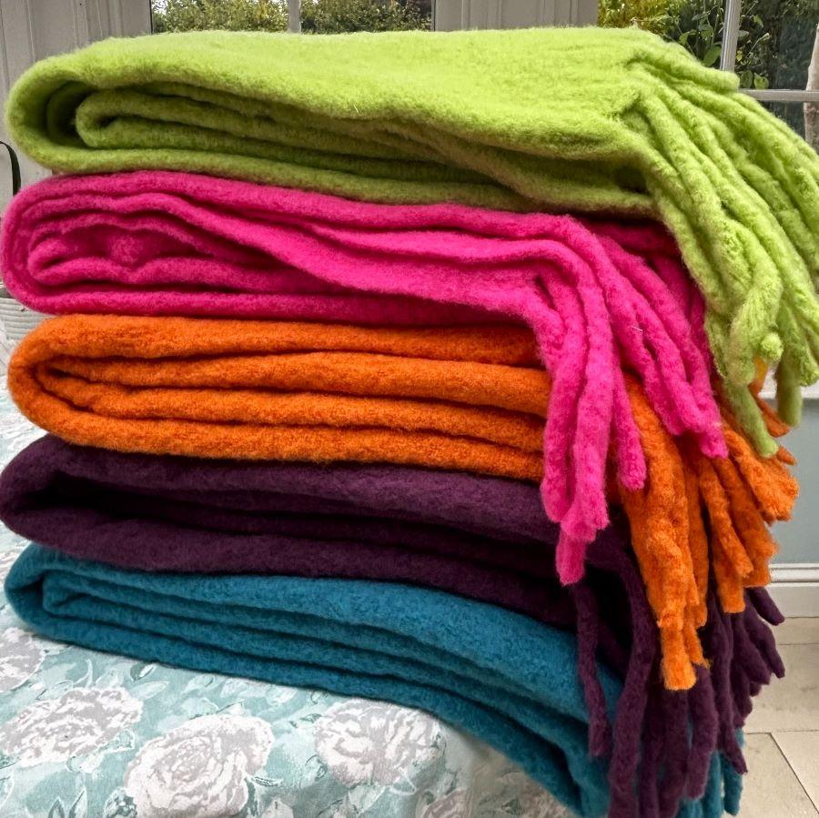 Ragged Rose Orange Wool Throw