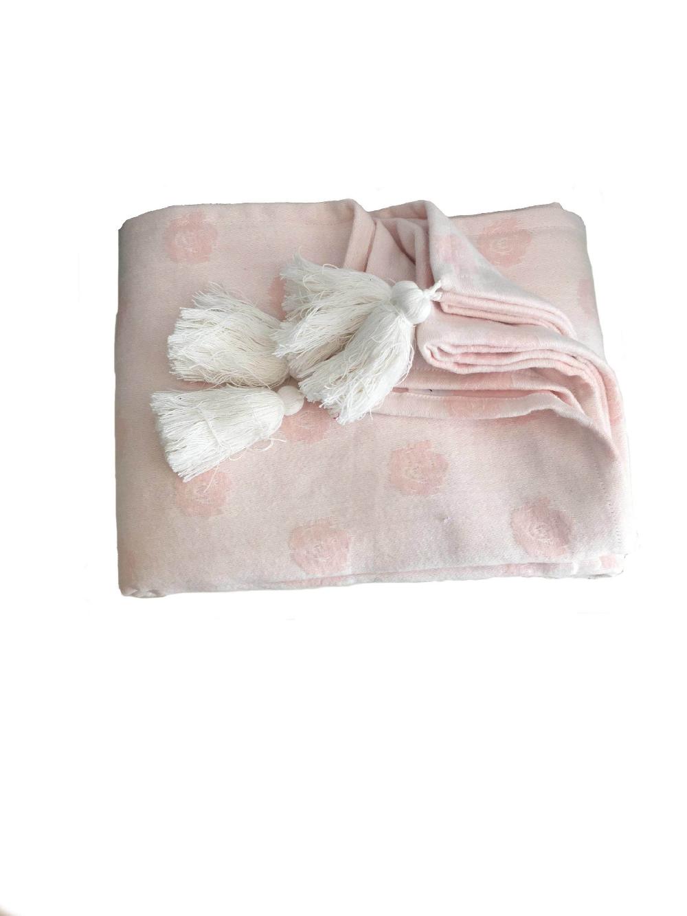 Ragged Rose Pale Pink Floral Throw