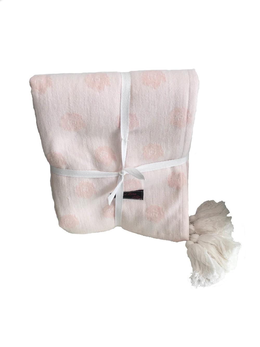 Ragged Rose Pale Pink Floral Throw