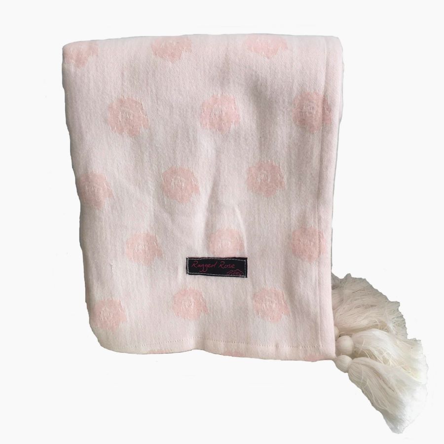 ragged rose Pale Pink Floral Throw