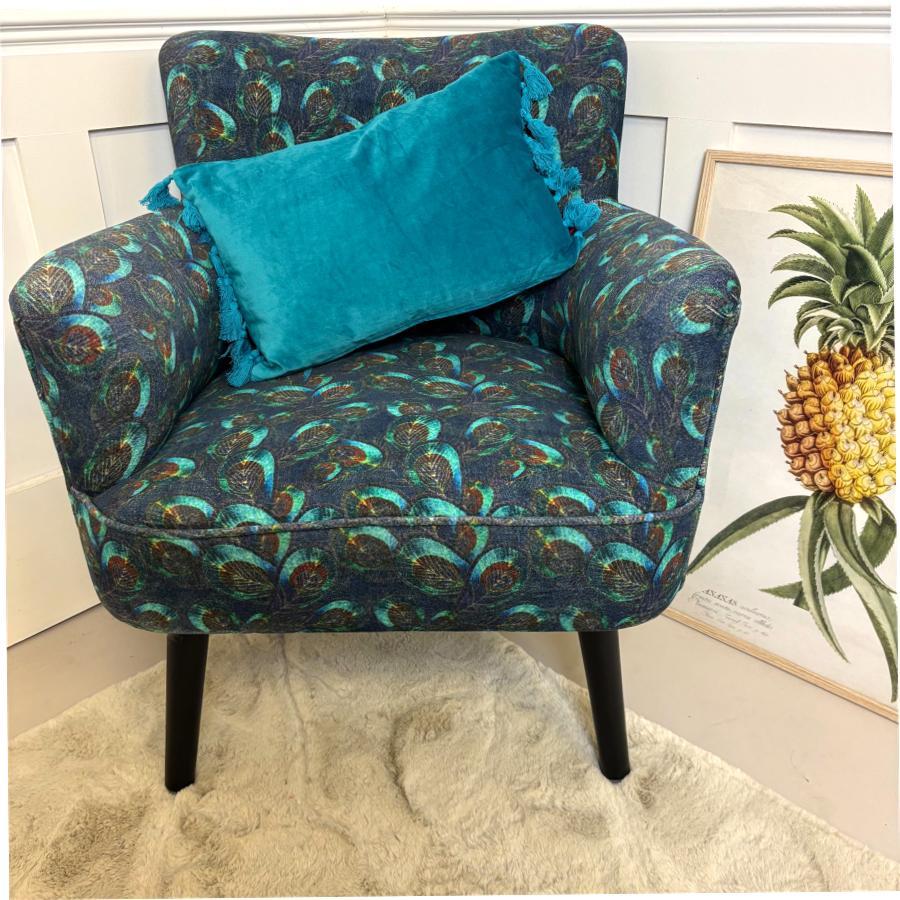 ragged rose Peacock Velvet Armchair