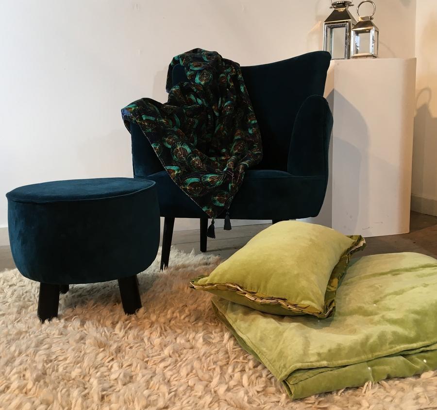 Ragged Rose Peacock Velvet Throw