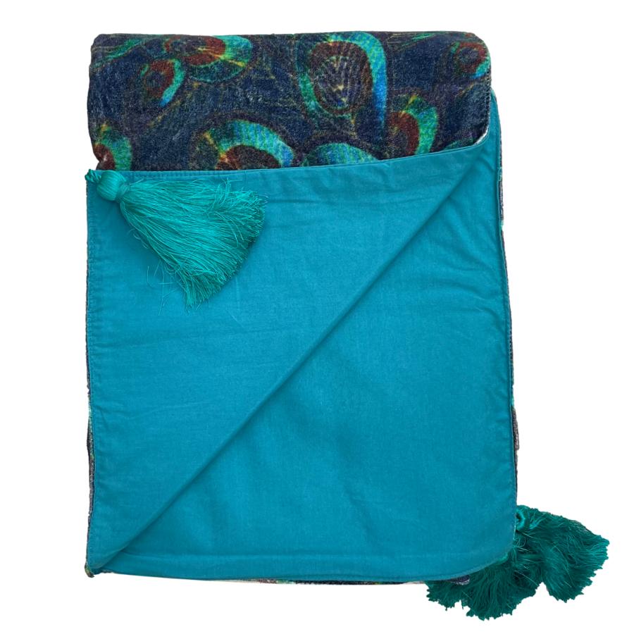 Ragged Rose Peacock Velvet Throw