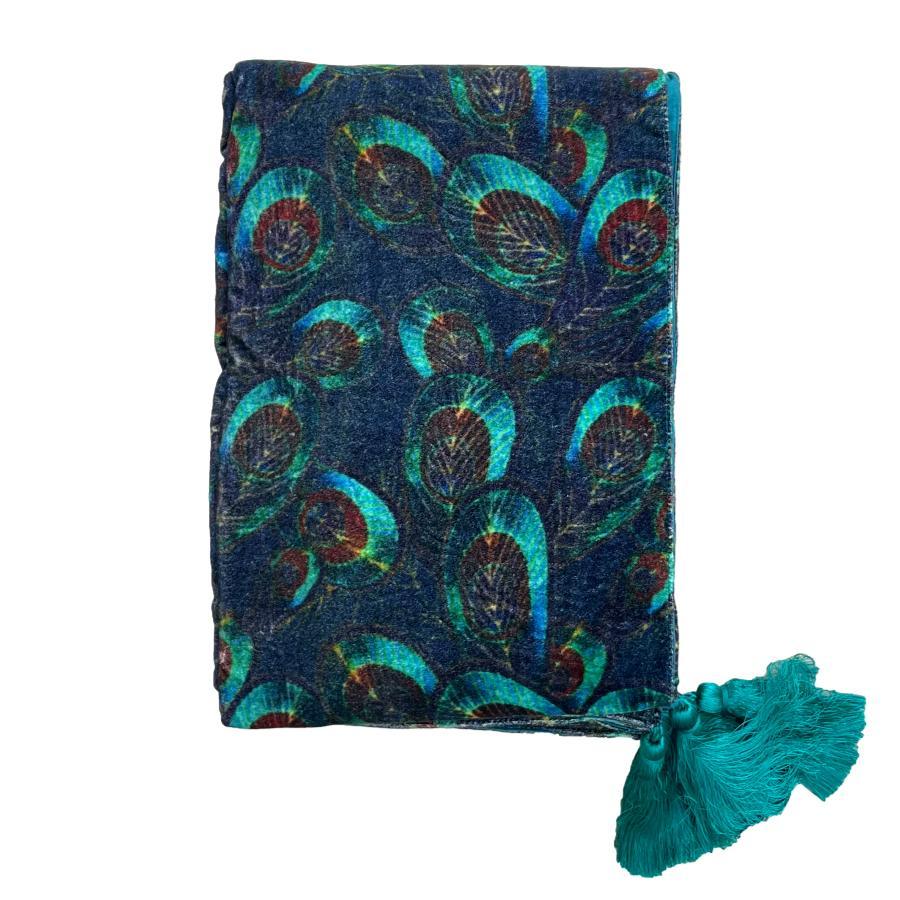 ragged rose Peacock Velvet Throw