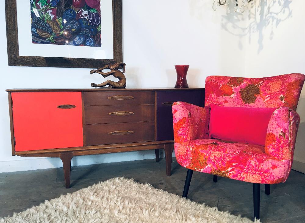 Ragged Rose Pink Floral Velvet Armchair