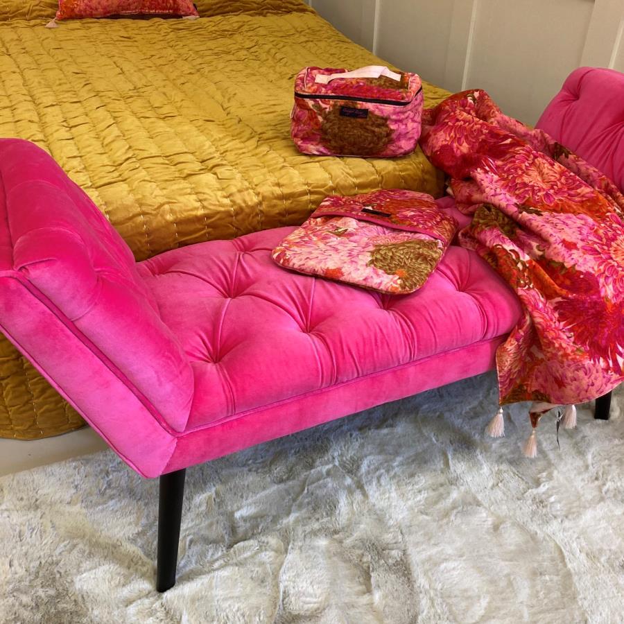 Ragged Rose Pink Velvet Bench Seat