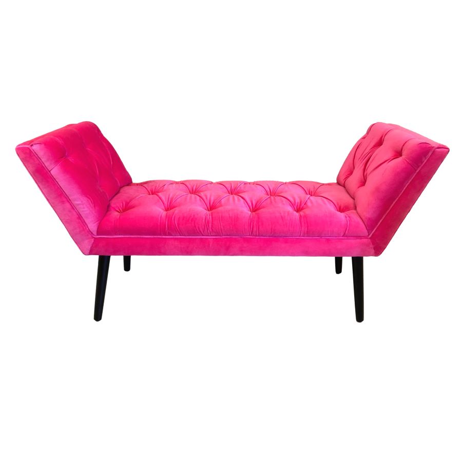 Ragged Rose Pink Velvet Bench Seat