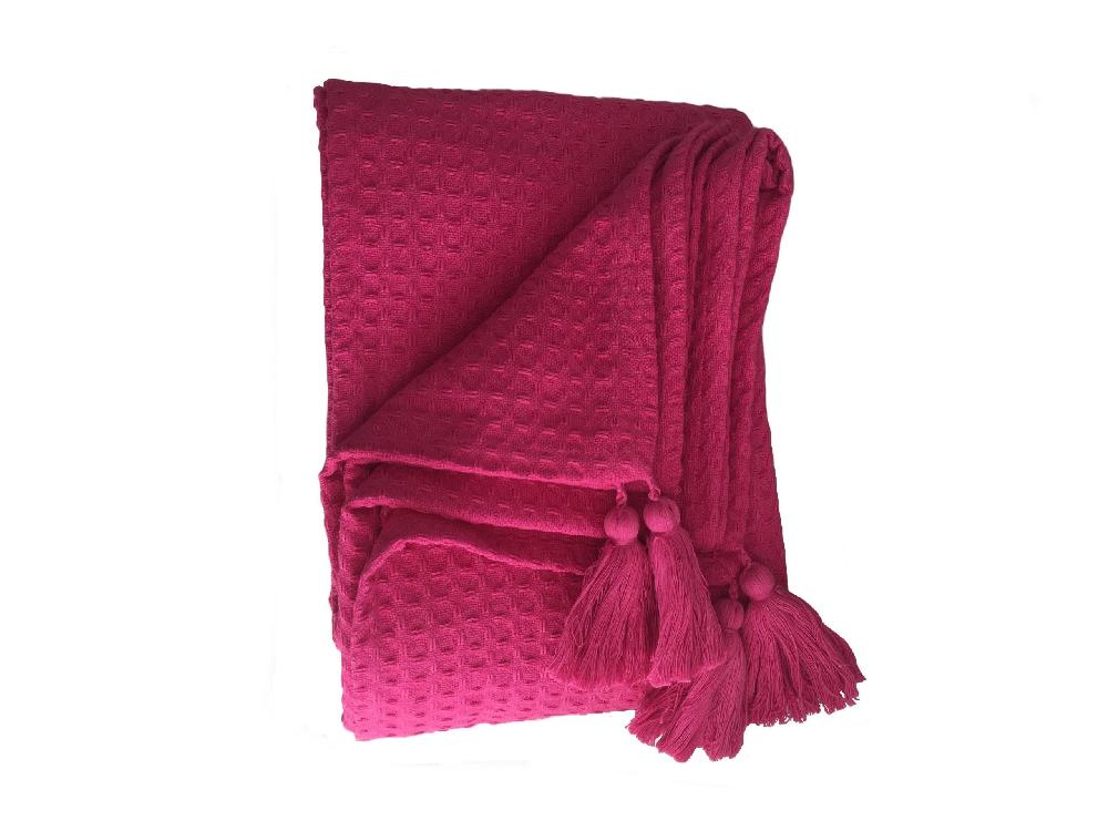 Ragged Rose Pink Waffle Throw