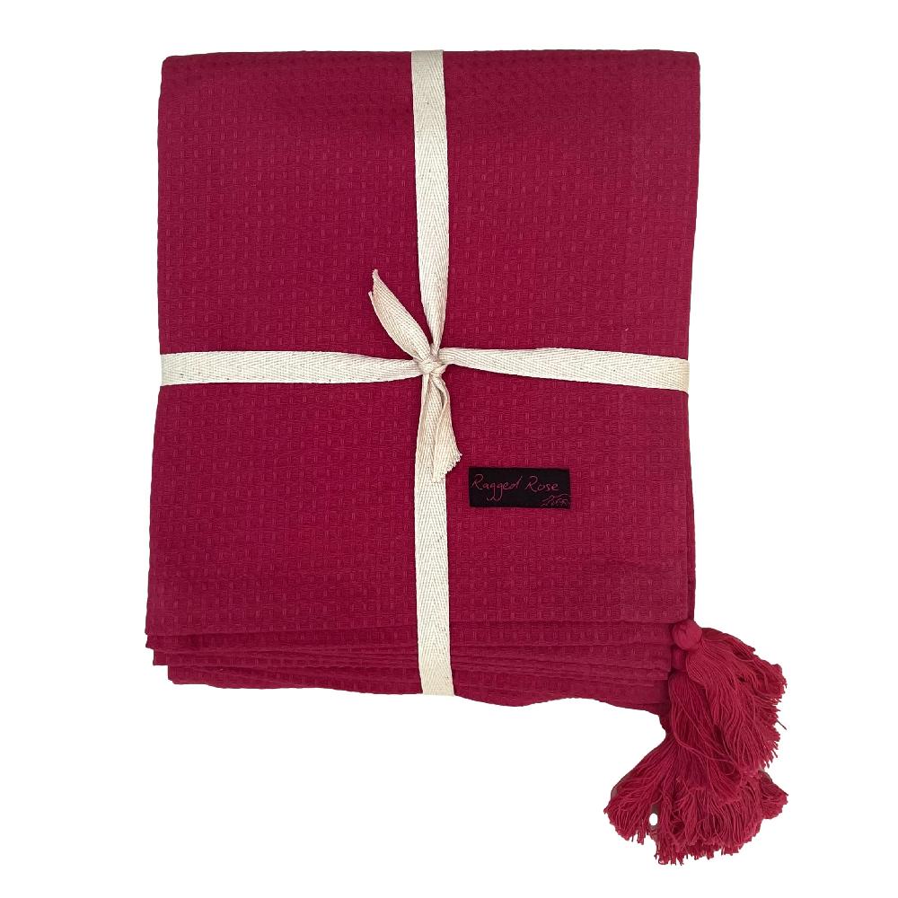 Ragged Rose Pink Waffle Throw