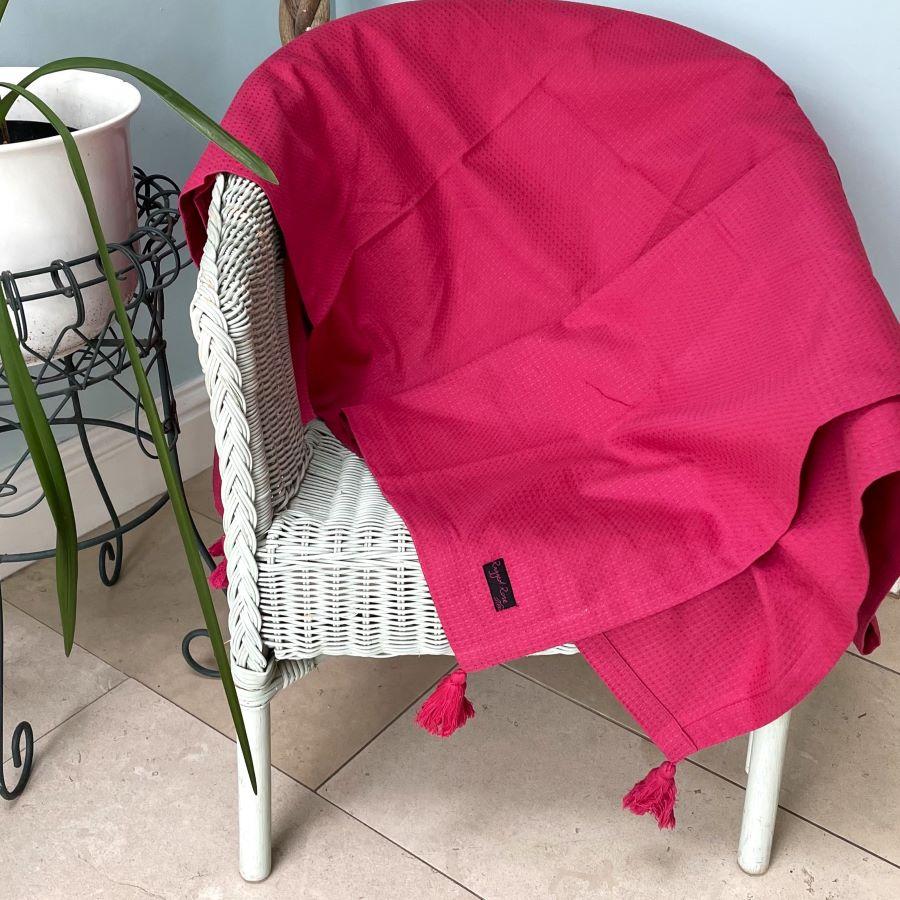 Ragged Rose Pink Waffle Throw