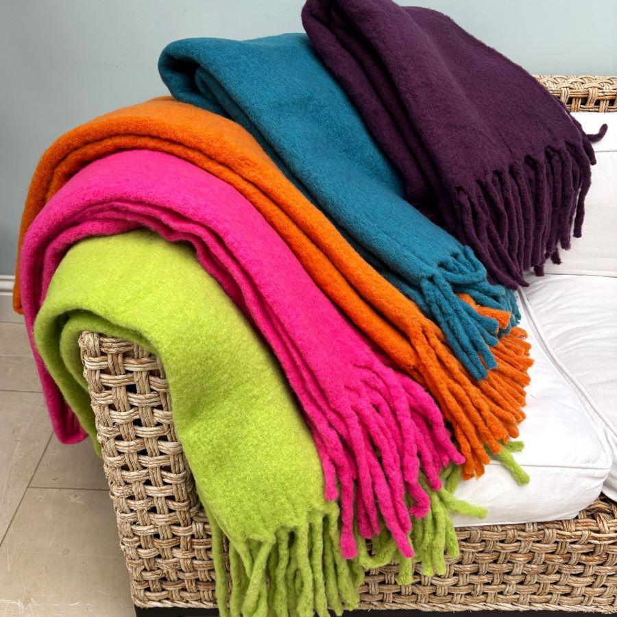 Ragged Rose Pink Wool Throw