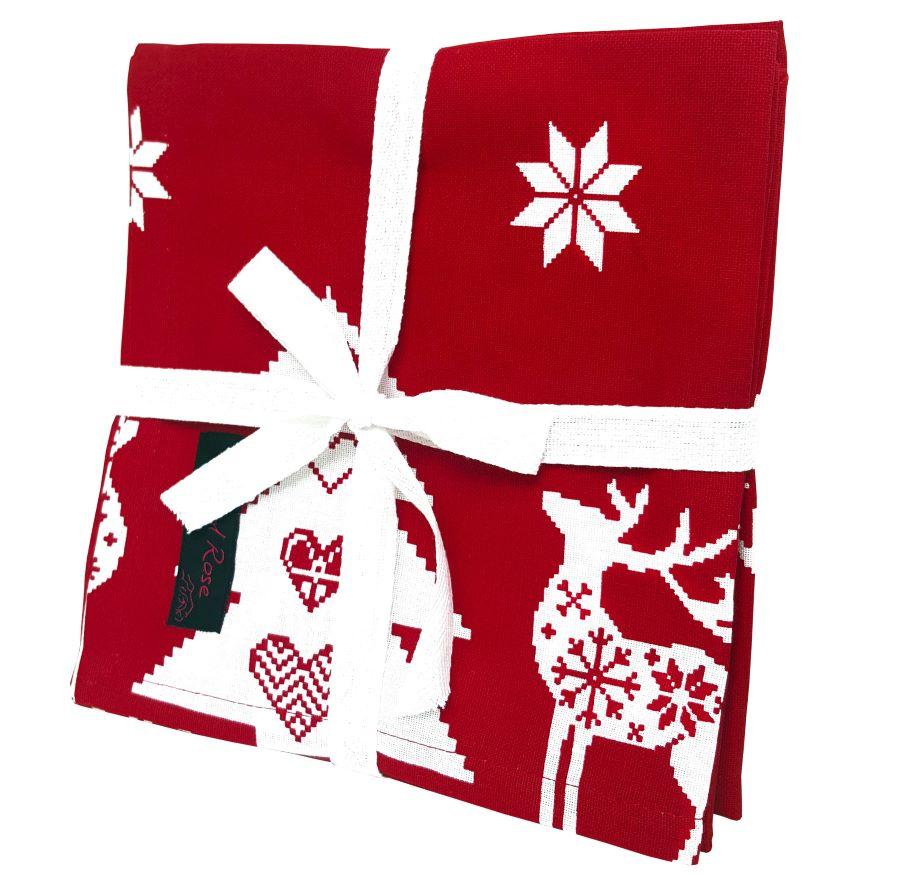 Ragged Rose Red Christmas Star Napkins