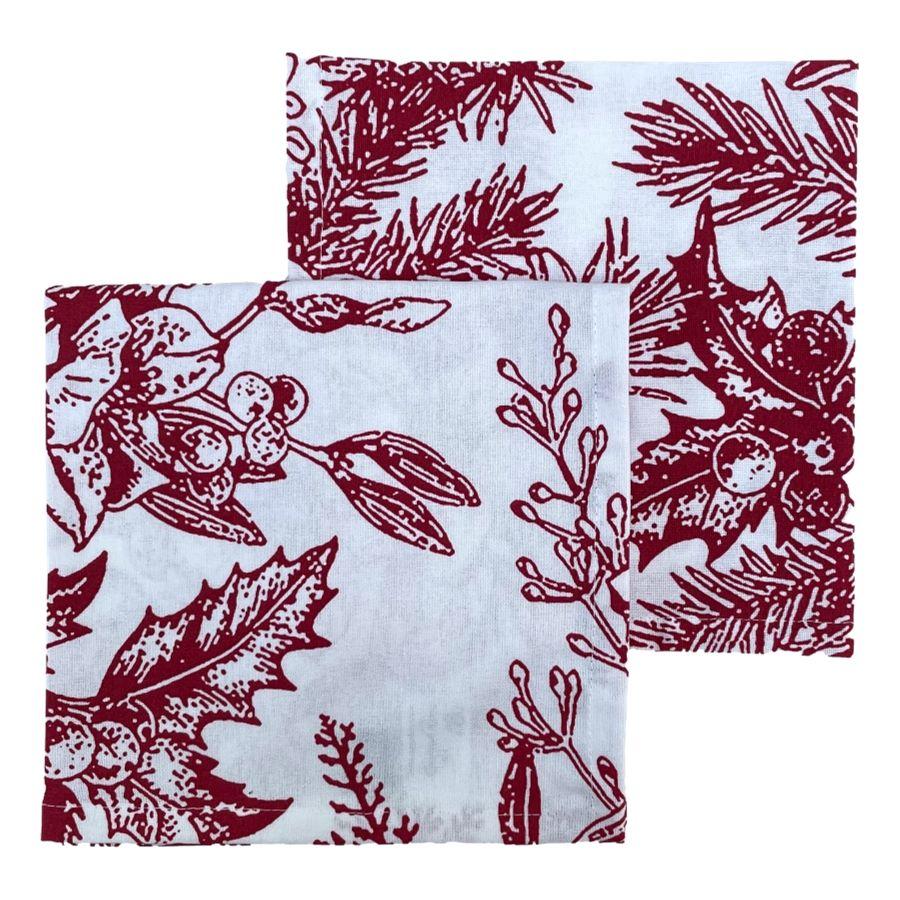 ragged rose Red Holly Christmas Napkins