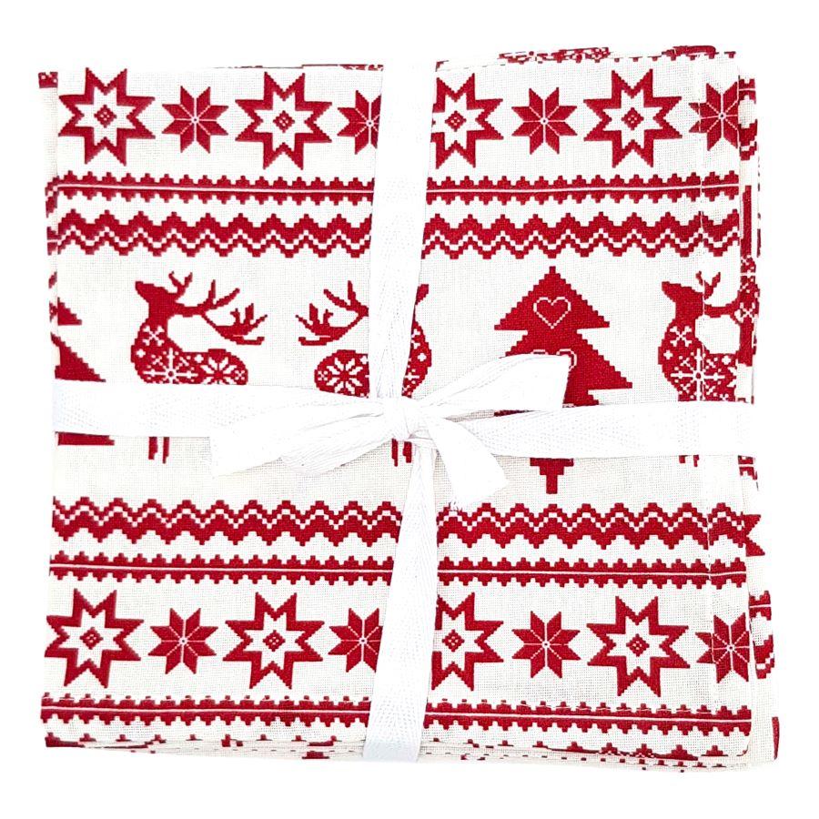 Ragged Rose Red Nordic Christmas Napkins