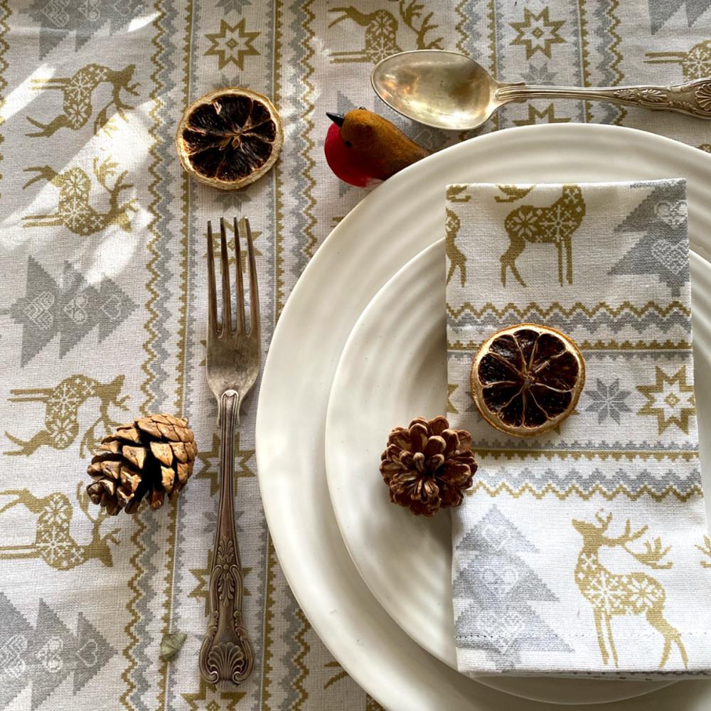 Ragged Rose Silver Reindeer Christmas Napkins