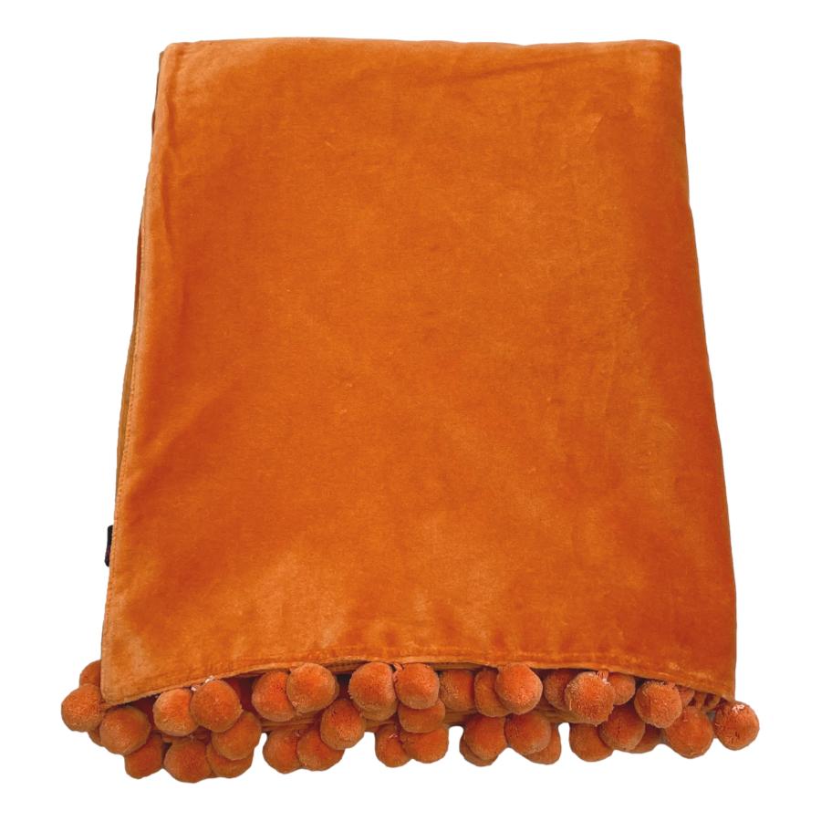 Ragged Rose Tangerine Orange Velvet Throw