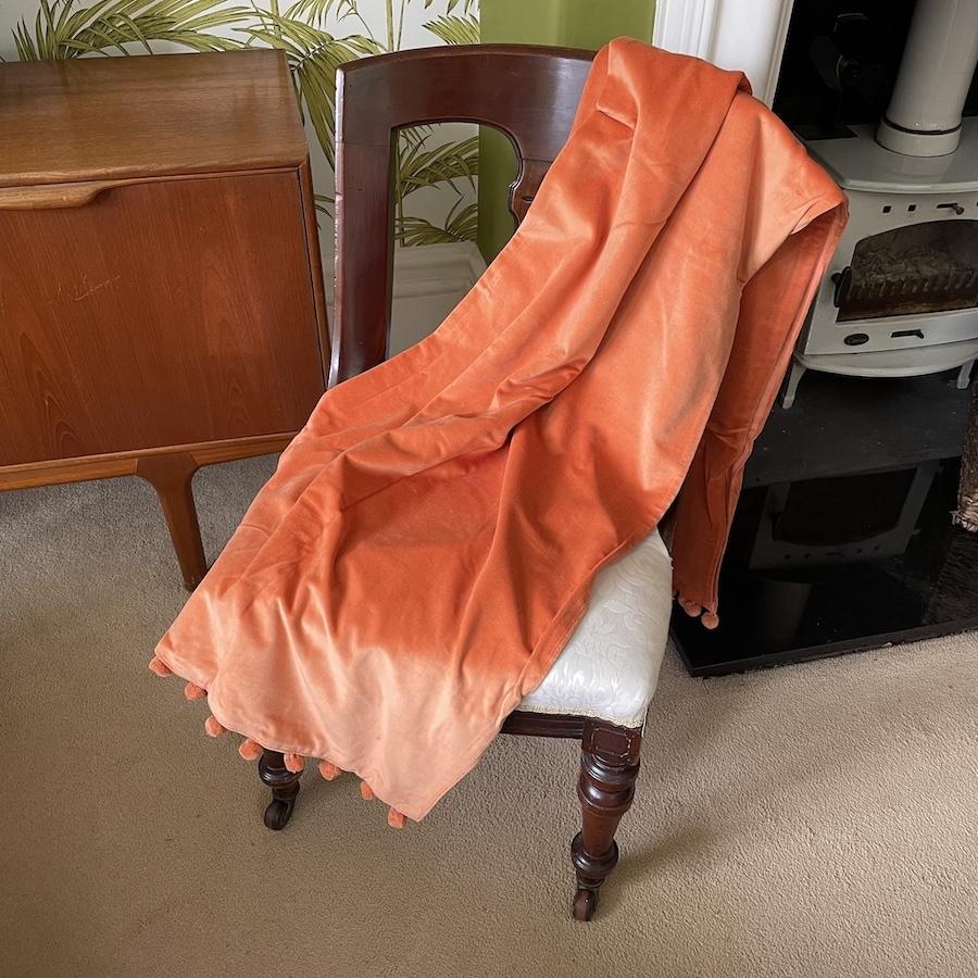 Ragged Rose Tangerine Orange Velvet Throw