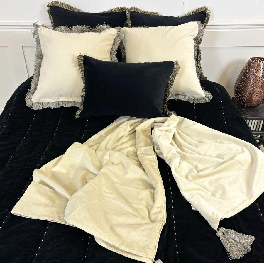 Ragged Rose Tanya Cream Velvet Throw