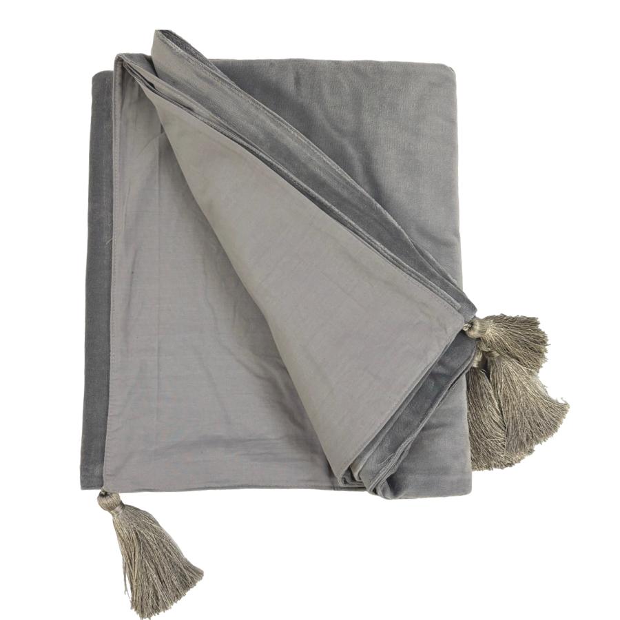 Ragged Rose Tanya Grey Velvet Throw
