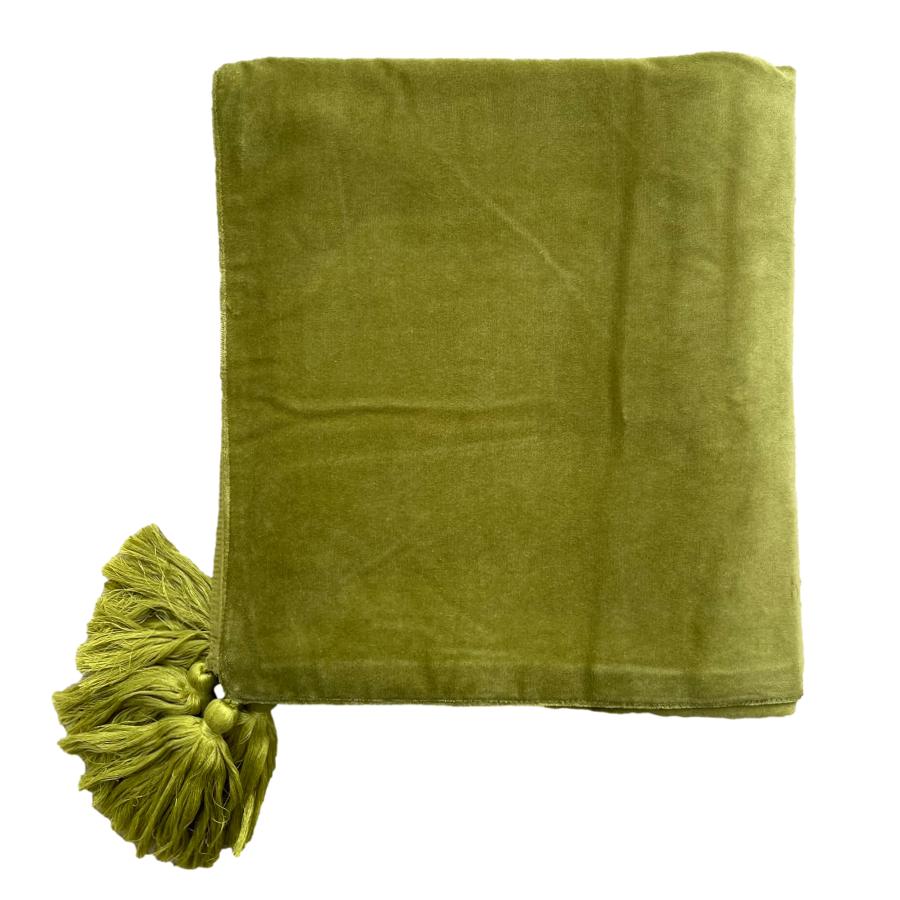 Ragged Rose Tanya Olive Green Velvet Throw