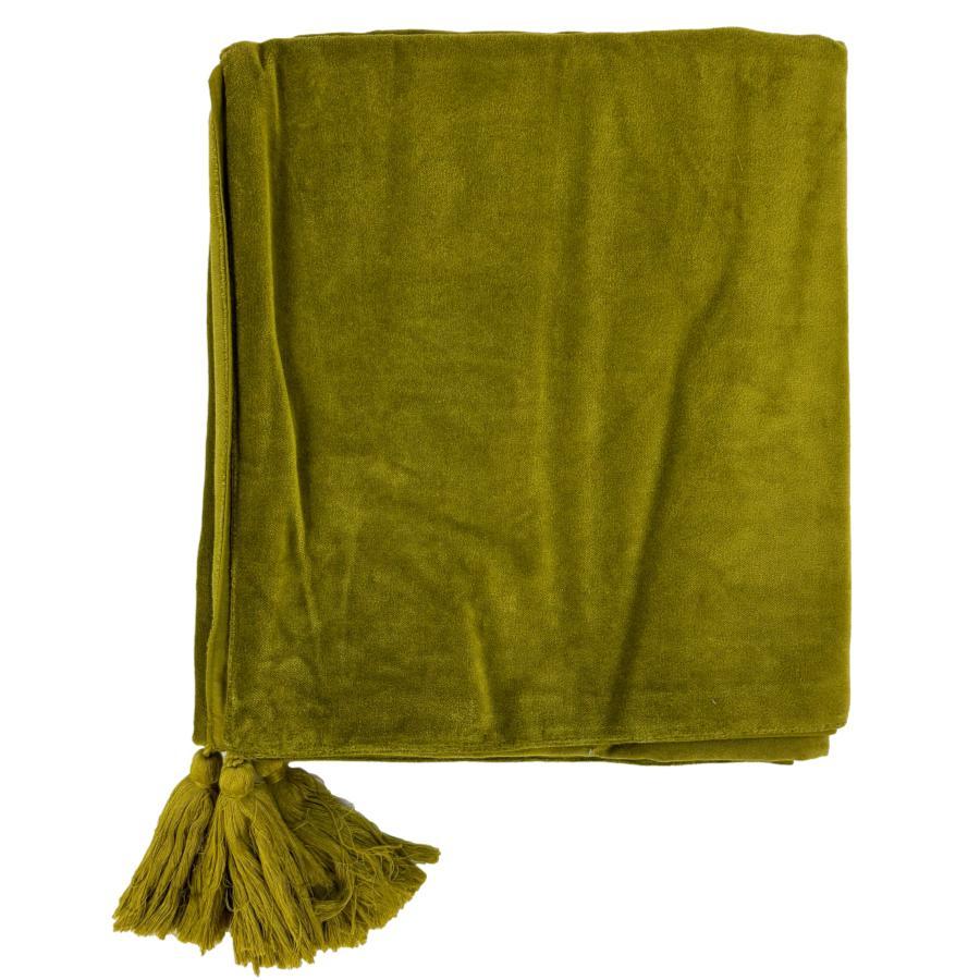 ragged rose Tanya Olive Green Velvet Throw
