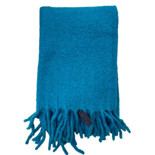 ragged rose Teal Blue Wool Throw