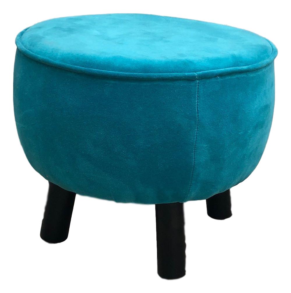 ragged rose Teal Velvet Footstool