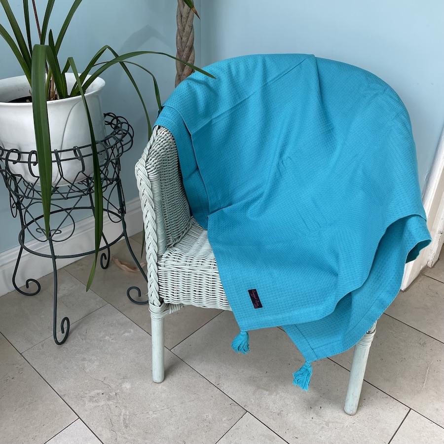 Ragged Rose Turquoise Blue Waffle Throw