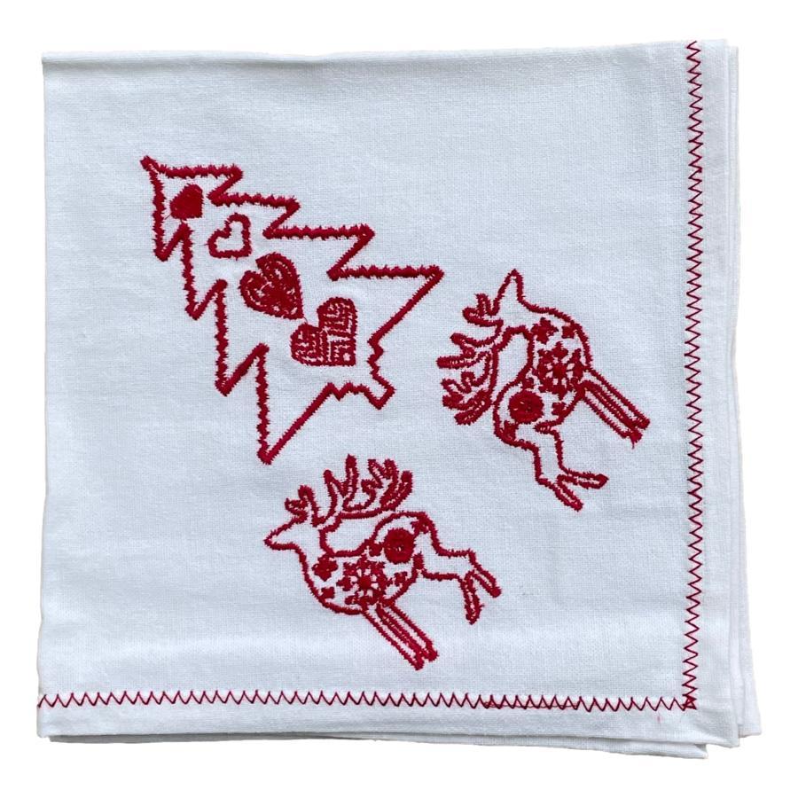 ragged rose White Embroidered Christmas Napkins