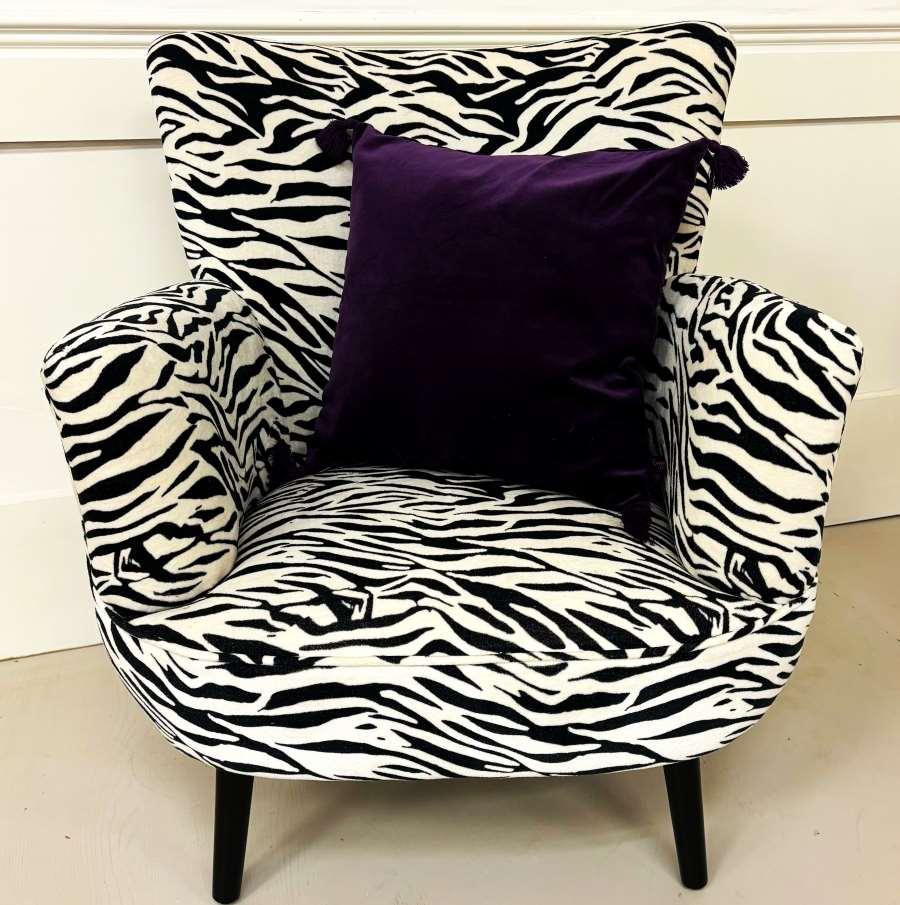 ragged rose Zebra Print Velvet Armchair