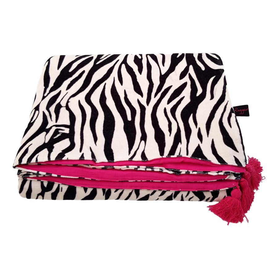 Ragged Rose Zebra Print Velvet Throw