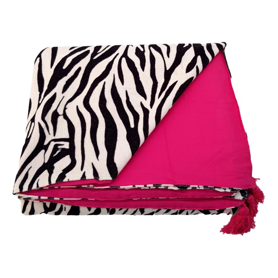 Ragged Rose Zebra Print Velvet Throw