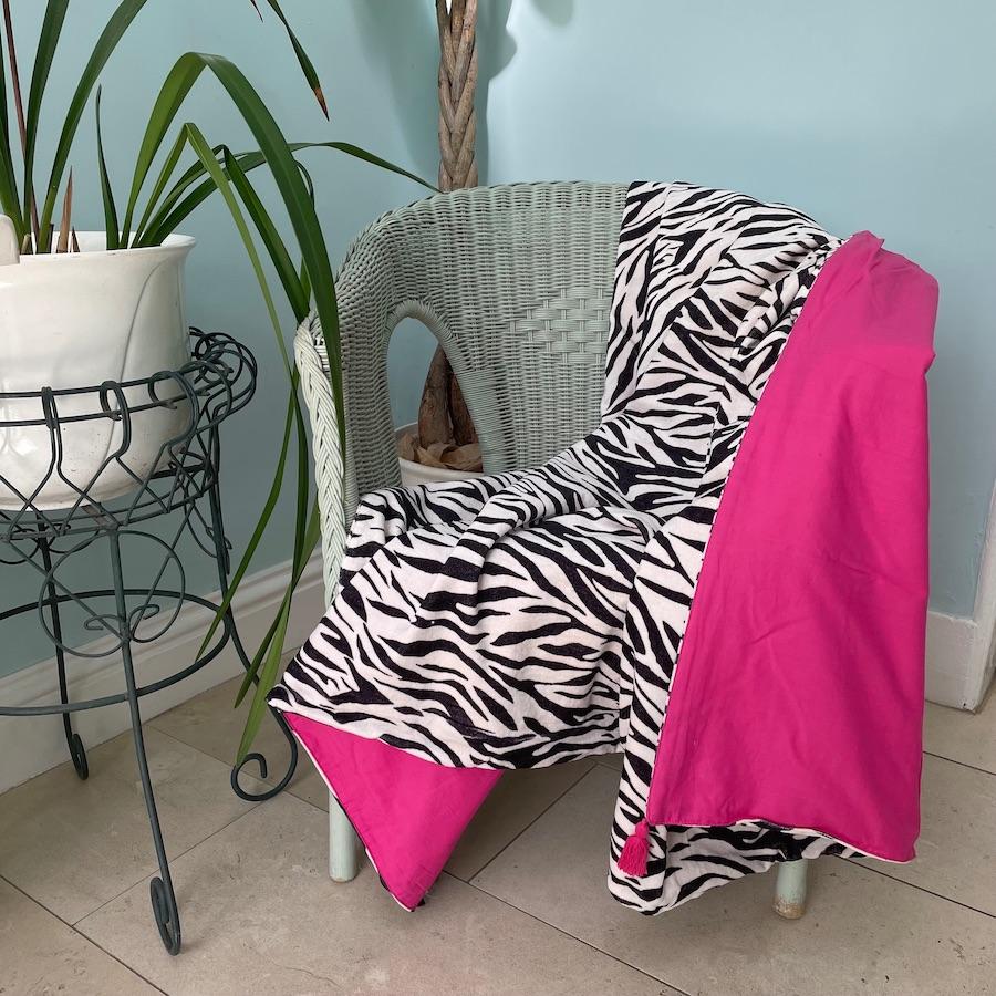 Ragged Rose Zebra Print Velvet Throw