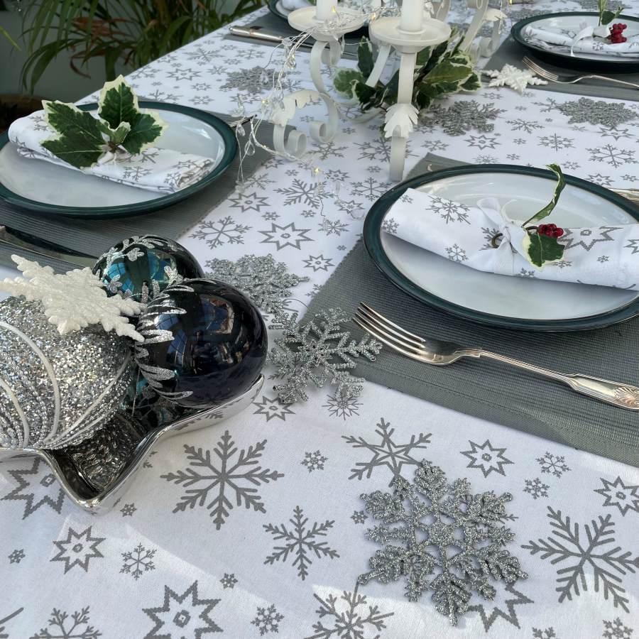 Ragged Rose Silver Snowflakes Christmas Napkins-Pack Of 4