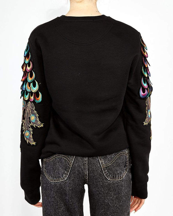 Ragyard Evergreen - Black Psychedelic Peacock Patch Sweatshirt