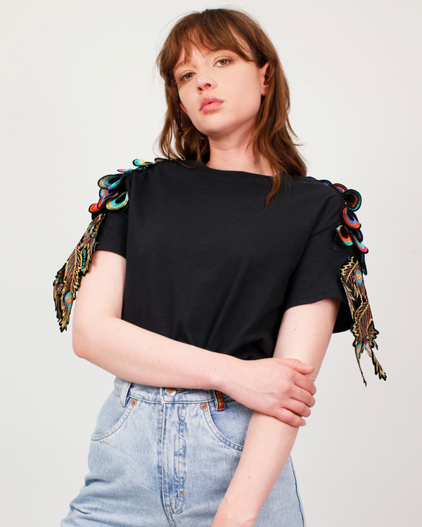 Ragyard Evergreen - Black Psychedelic Peacock Patch T-Shirt