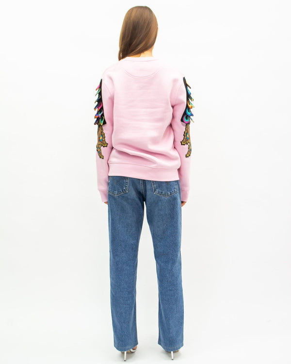 Ragyard Evergreen - Cotton Pink Psychedelic Peacock Patch Sweatshirt