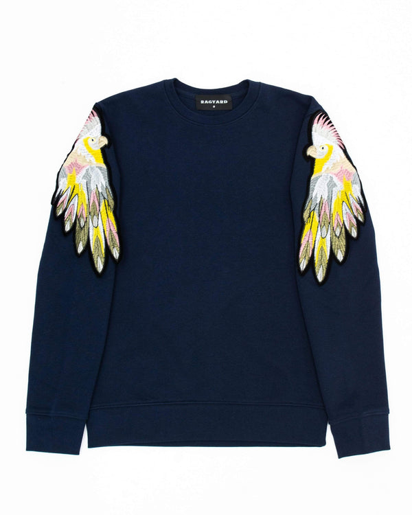 Ragyard Evergreen - French Navy Parrot Patch Sweatshirt