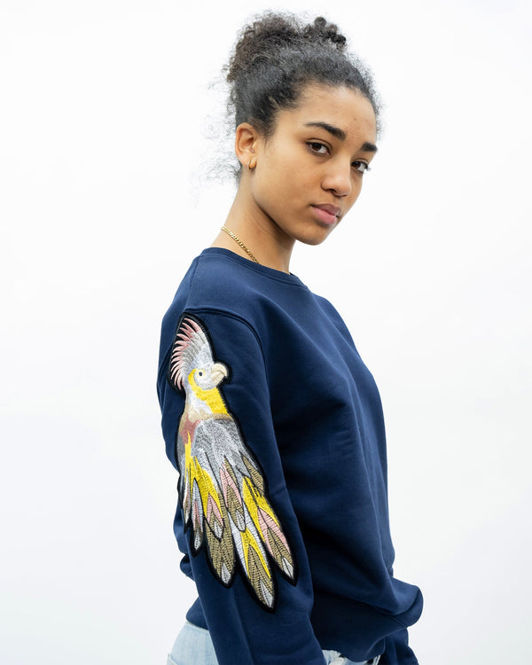 ragyard Evergreen - French Navy Parrot Patch Sweatshirt