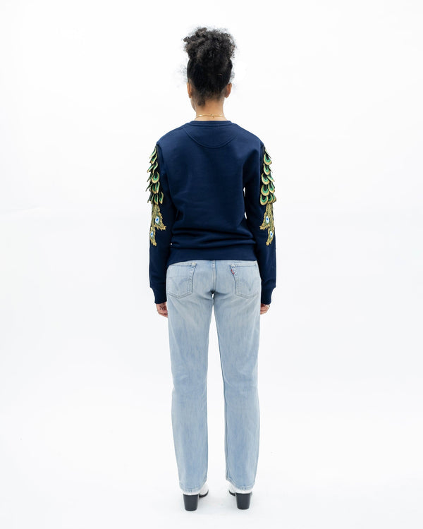 Ragyard Evergreen - French Navy Peacock Patch Sweatshirt