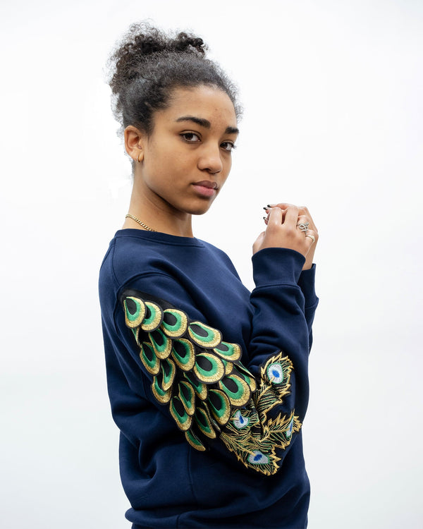 ragyard Evergreen - French Navy Peacock Patch Sweatshirt