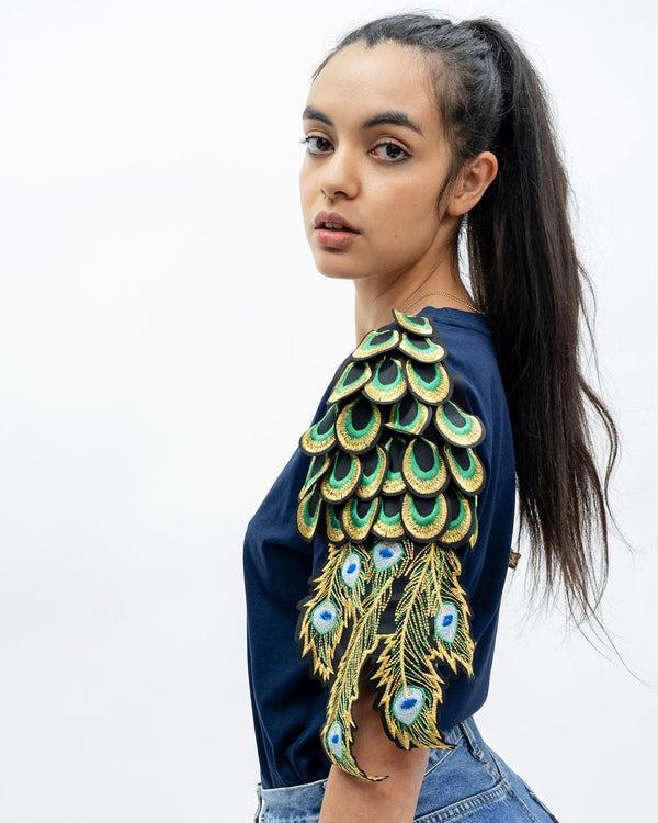 Ragyard Evergreen - French Navy Peacock Patch T-Shirt