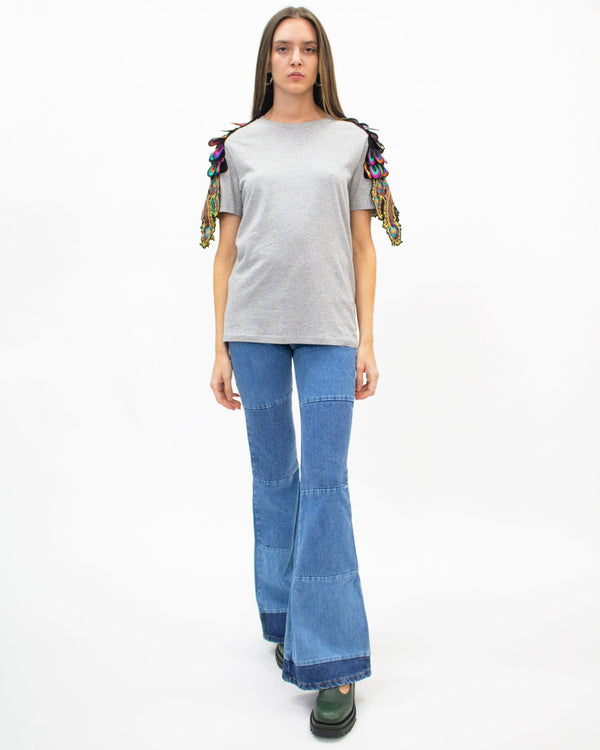 Ragyard Evergreen - Grey Psychedelic Peacock Patch T-Shirt